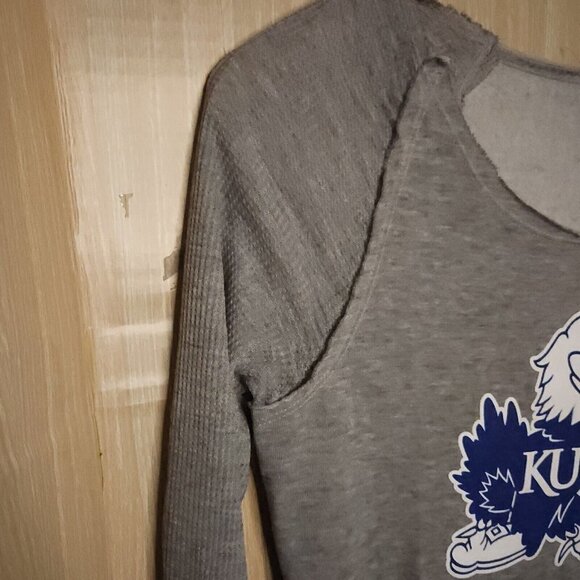 University Of Kansas New Grey Distressed Lightweight Sweatshirt 7 - Picture 4 of 7